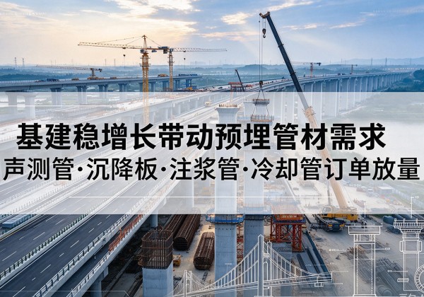 简阳基建稳增长带动预埋监测管材需求，声测管、沉降板、注浆管订单持续放量